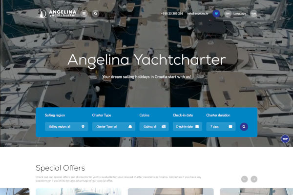 Angelina Yachtcharter | Développement d'applications web